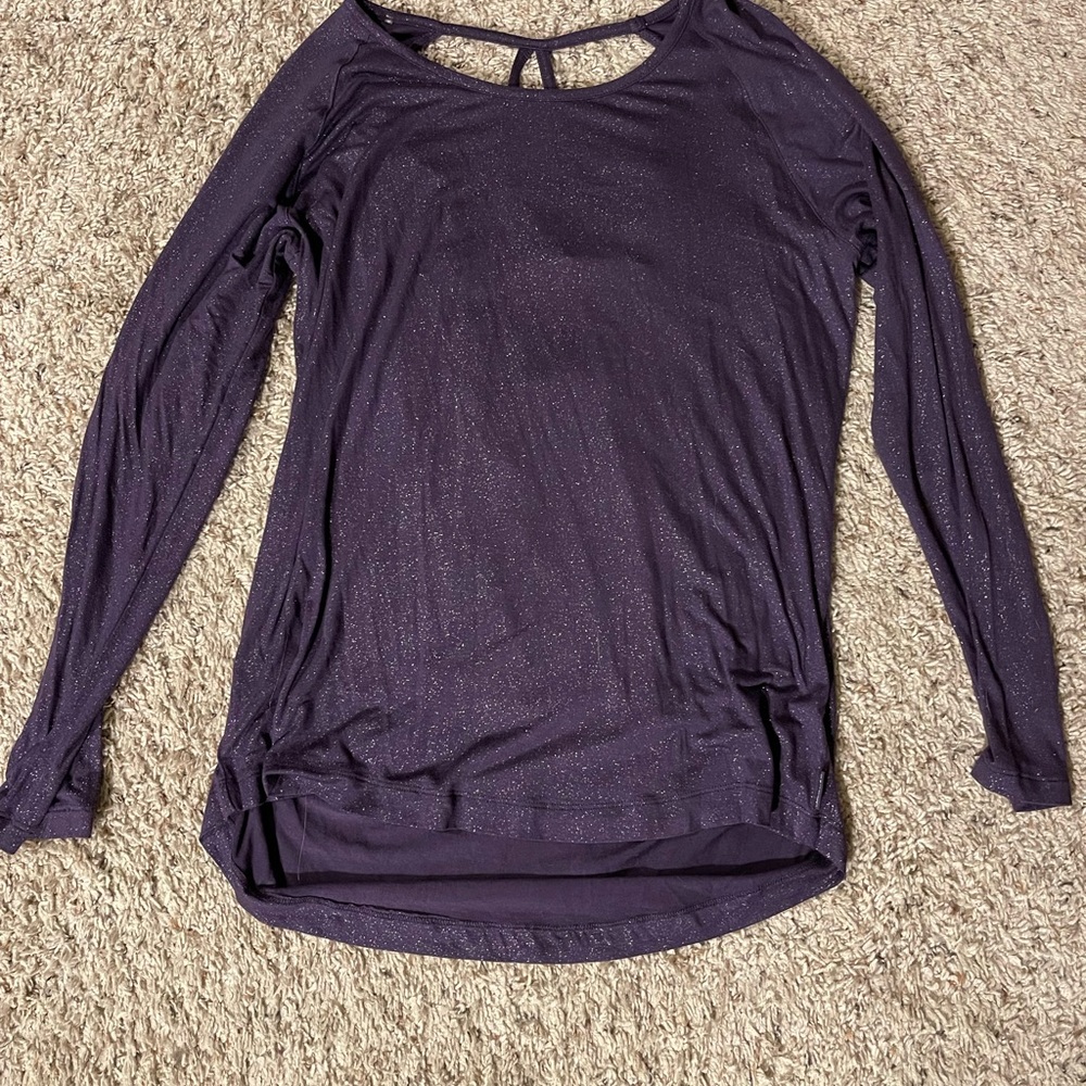 Jockey asymmetrical purple top with sparkles. Size m